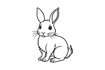 Line art of a fluffy baby rabbit designed for coloring page.eps