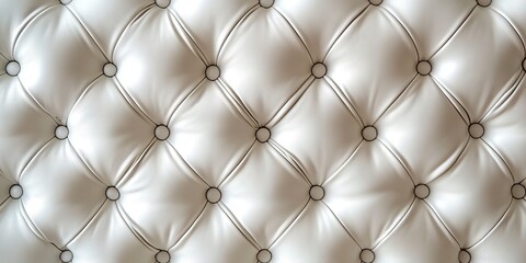 Elegant vintage white leather texture featuring diamond tufting and circular buttons, perfect for high-quality interior backgrounds.