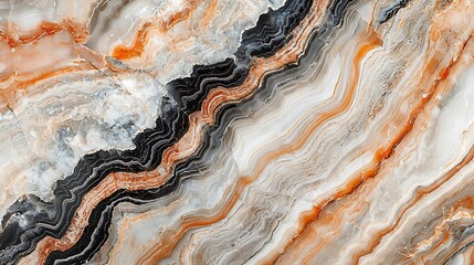 Abstract Orange and Black Natural Stone Texture with Waves and Patterns for Background Design