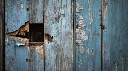 Weathered Wooden Wall with Cracked Surface
