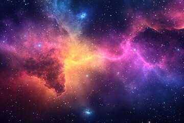 Colorful cosmic nebula cloud display in stunning night sky. Breathtaking galaxy scene perfect for wallpapers and prints. Ideal backdrop for sci-fi and space enthusiasts exploring universe