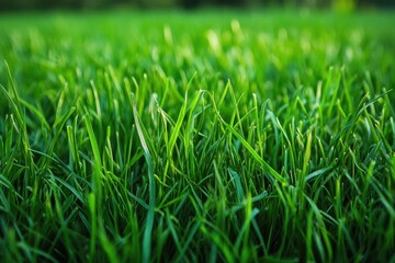Fototapeta premium Vibrant green grass up close - perfect for garden landscaping and outdoor design inspiration for eco-friendly projects