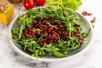 Red canned beans with arugula