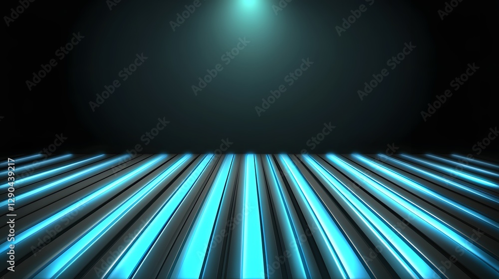 Poster blue lit surface abstract background with perspective and lines