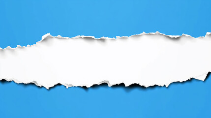 Torn Paper Background with White Space on Blue