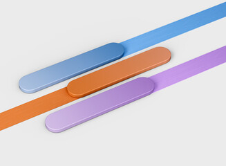 Colorful abstract bars with textured ribbons, creating a sleek and stylish look. 3D Illustration