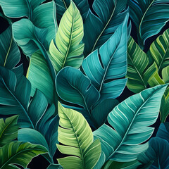 Obraz premium Lush Green Tropical Foliage Abundant Leaf Texture 