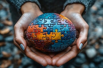 Puzzle ribbon campaign autism day.