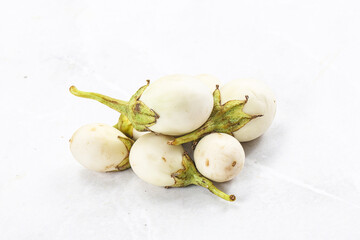 Natural organic white round eggplant
