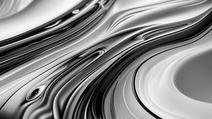 Abstract background. Silver smooth curves. Metal waves surface. Liquid texture design. Creative art. Modern gray wallpaper.