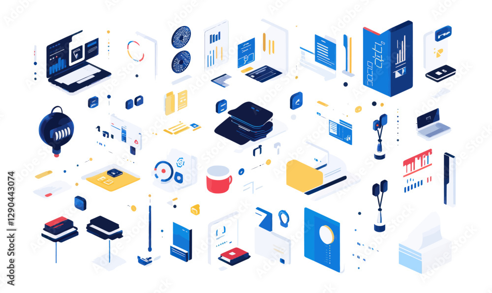 Poster innovative ai content creation tools and resources isometric vector illustration