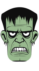 Fototapeta premium Scary Frankenstein Face Illustration in Minimalist SVG Vector Art Style