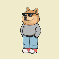 Chill Dog, Chill Guy Meme Sticker Vector Cute Illustration