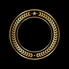 laurel wreath vector design with golden color isolated with black background