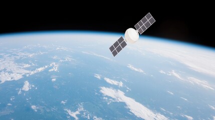 Satellite orbiting Earth, space exploration, atmospheric view (1)
