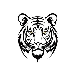 Fototapeta premium Tiger head with a yellow stripe on its face. Coloring. Vector. Illustration. Sketch