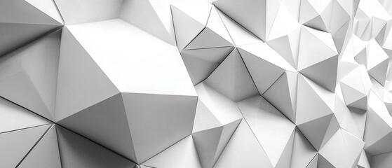Geometric white wall texture with 3D triangular patterns
