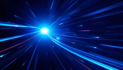 Obraz premium Abstract Blue Light Speed Tunnel, Futuristic Technology Background