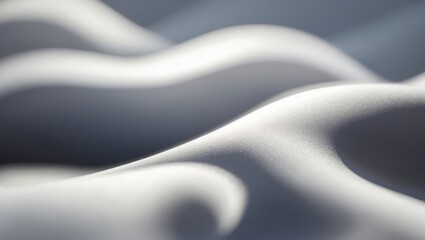 White Waves Texture. Smooth Curving Surfaces. Soft Light Shadows. Abstract Background. Clean Textile Material. Gentle Folds. Subtle Gradient Color.