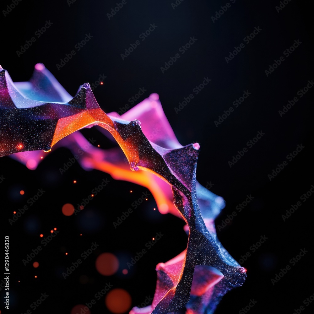 Aufkleber Futuristic Digital Art Dynamic Geometric Structures and Luminous Patterns - Innovative Tech Banner for EdTech Platforms and Interactive Learning Solutions