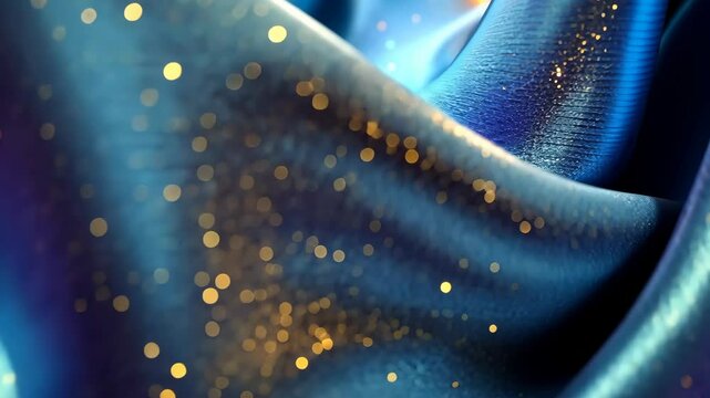 Dynamic waves of shimmering fabric with golden glows in a fluid artistic movement