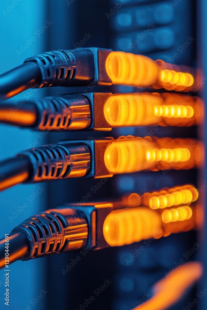 Aufkleber Neon Network Diagnostics High-Performance Cables and Cooling Systems in a Data Center - Ensuring Reliable Infrastructure for Tech-Driven Business Innovation