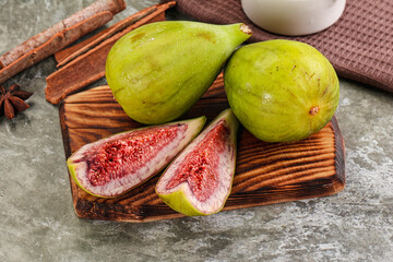 Tropical exotic green fig with cut