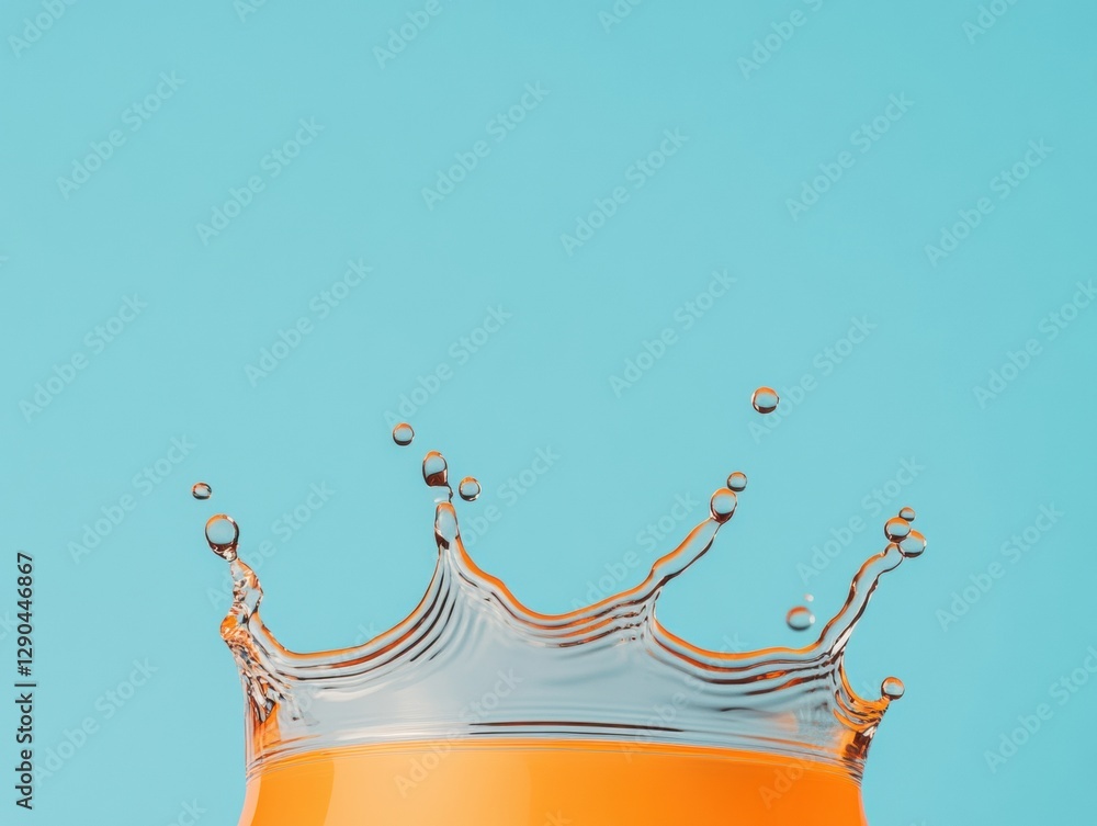Poster Modern Hydrodynamics Study High-Definition Water Drop Crown Splash on Cyan - Visual Content Creation and Eco Awareness for Sustainability in Water Resource Management