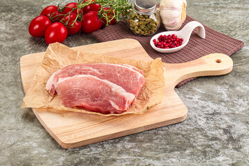 Raw pork steak for cooking