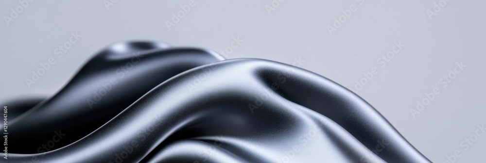 Aufkleber Futuristic Tech Aesthetics Flowing Silver Metallic Waves on Minimalist Canvas - Dynamic Content Creation for Digital Innovation and Cybersecurity Visualization