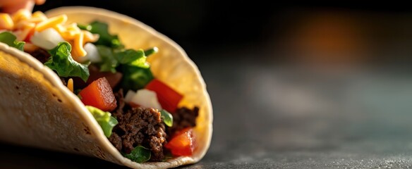 Taco filled with vibrant ingredients, showcasing delicious textu