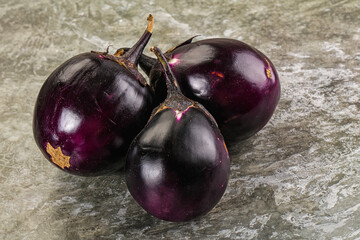 Raw violet and black eggplant