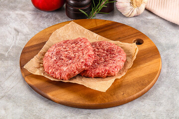 Raw round beef cutlet minced meat