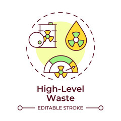 Fototapeta premium High level waste multi color concept icon. Reprocessing of spent nuclear fuel. Type of nuclear materials. Round shape line illustration. Abstract idea. Graphic design. Easy to use in booklet