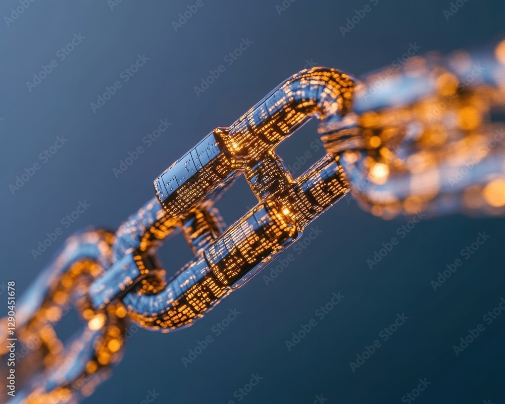 Aufkleber Futuristic Cyber Chain LED-Lit Data Links with Metal Finish for Business Innovation in Tech-Driven Markets and Connectivity Optimization