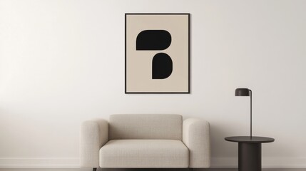 A Scandinavian-style abstract geometric art print with neutral tones