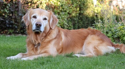 Golden Retriever Relaxing in the Garden
