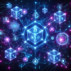 Obraz premium A high technology futuristic abstract virtual financial analysis artificial intelligence big data web3 block chain technology background