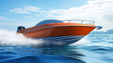 Boat vector speed motorboat yacht traveling in ocean illustration nautical set of summer vacation on motorized boat speedboat vessel transportation by sea waves isolated on white background