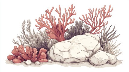 Coral Reef Illustration, Still Life