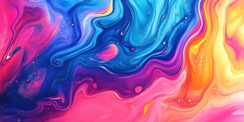 Vibrant abstract swirl of blue pink and orange colors with fluid motion and texture creating a dynamic and energetic background composition