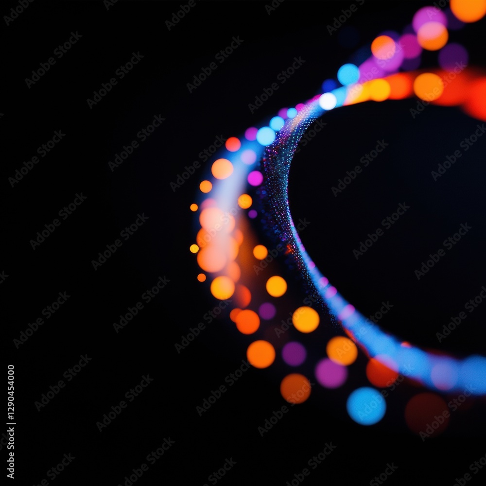 Aufkleber Luminescent Geometric Visualization Vibrant Tech Patterns in Dark Space for Innovative Educational Content and Digital Learning Solutions in EdTech Trends
