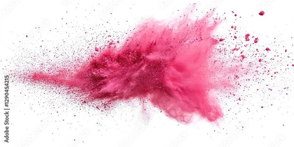 Aufkleber vibrant pink powder explosion on white background showcasing dynamic pink dust particles in a dramat