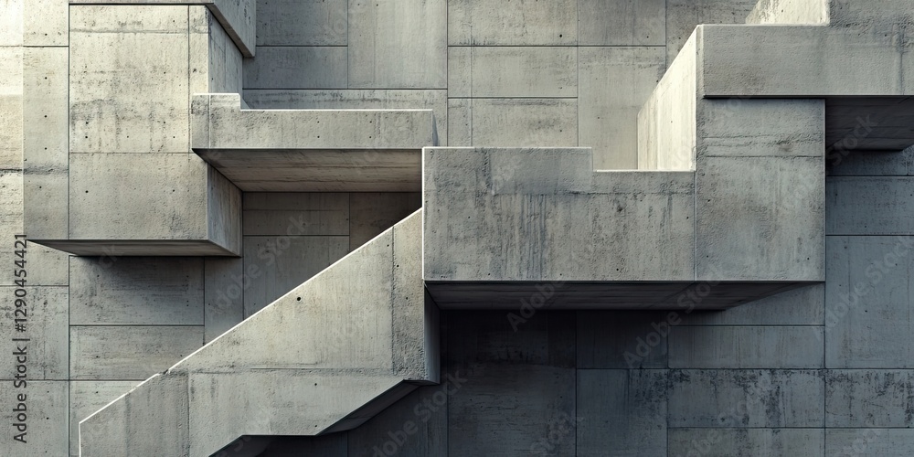 Aufkleber three dimensional concrete architectural texture showcasing abstract stair-like shapes in shades of 