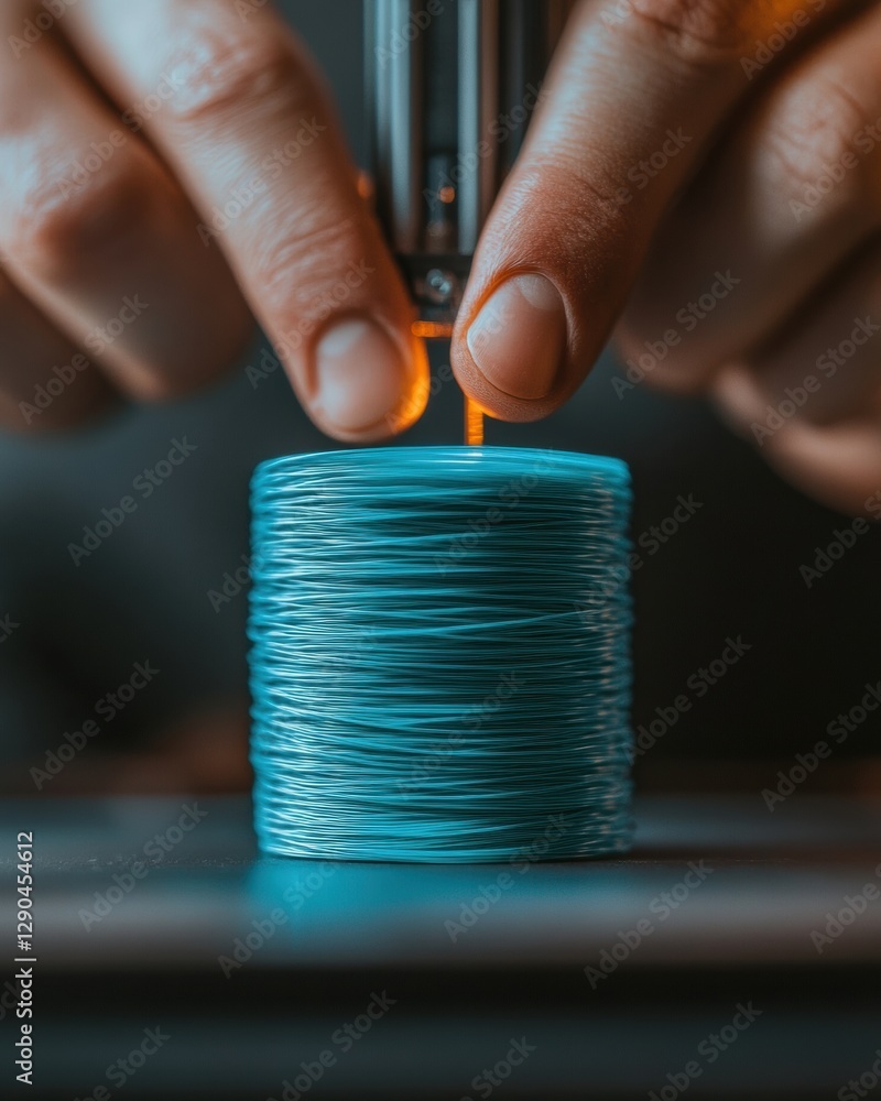 Aufkleber tactile tech innovation feeding vibrant blue filament in desktop printer for home fabrication diy cr
