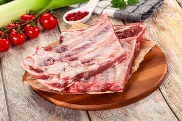 Raw pork ribs for cooking