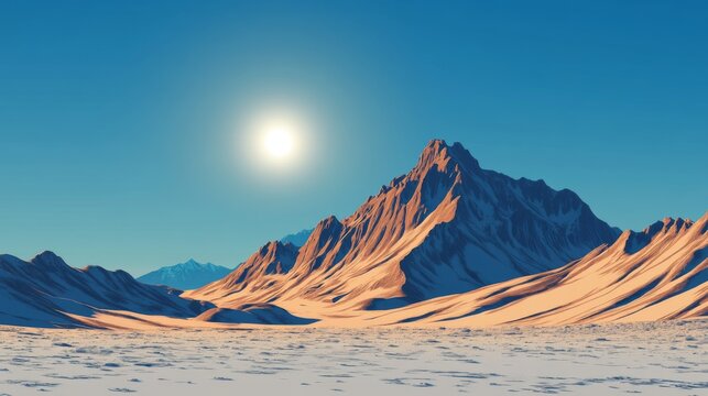 Snowy Mountain Range Sunrise View