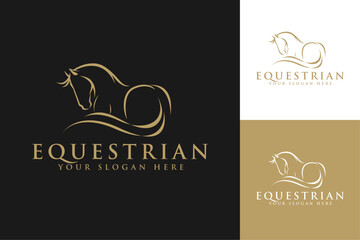 Elegant Abstract Modern Horse Logo, Wedding Horse Barn Logo.