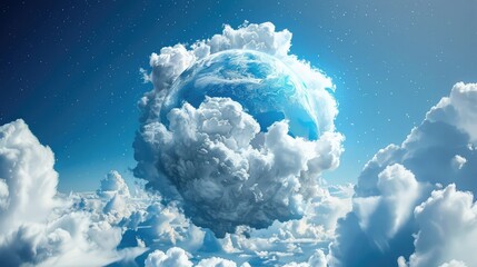 Naklejka premium Earth Embraced by Clouds