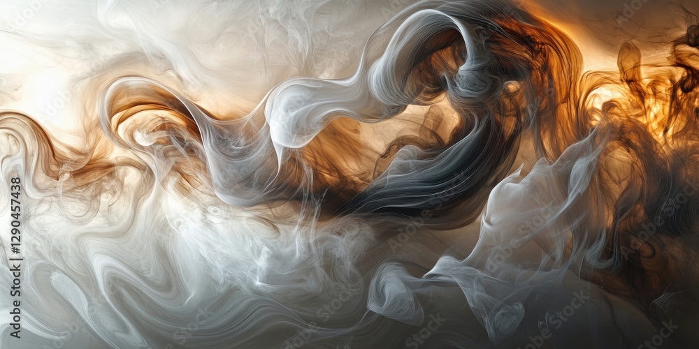 Aufkleber abstract swirls of brown and gray smoke blend harmoniously across a light background creating a dyna